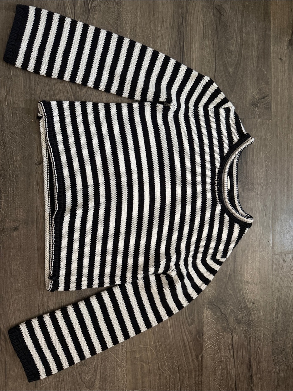 a new day Black & White Striped Crewneck Sweater